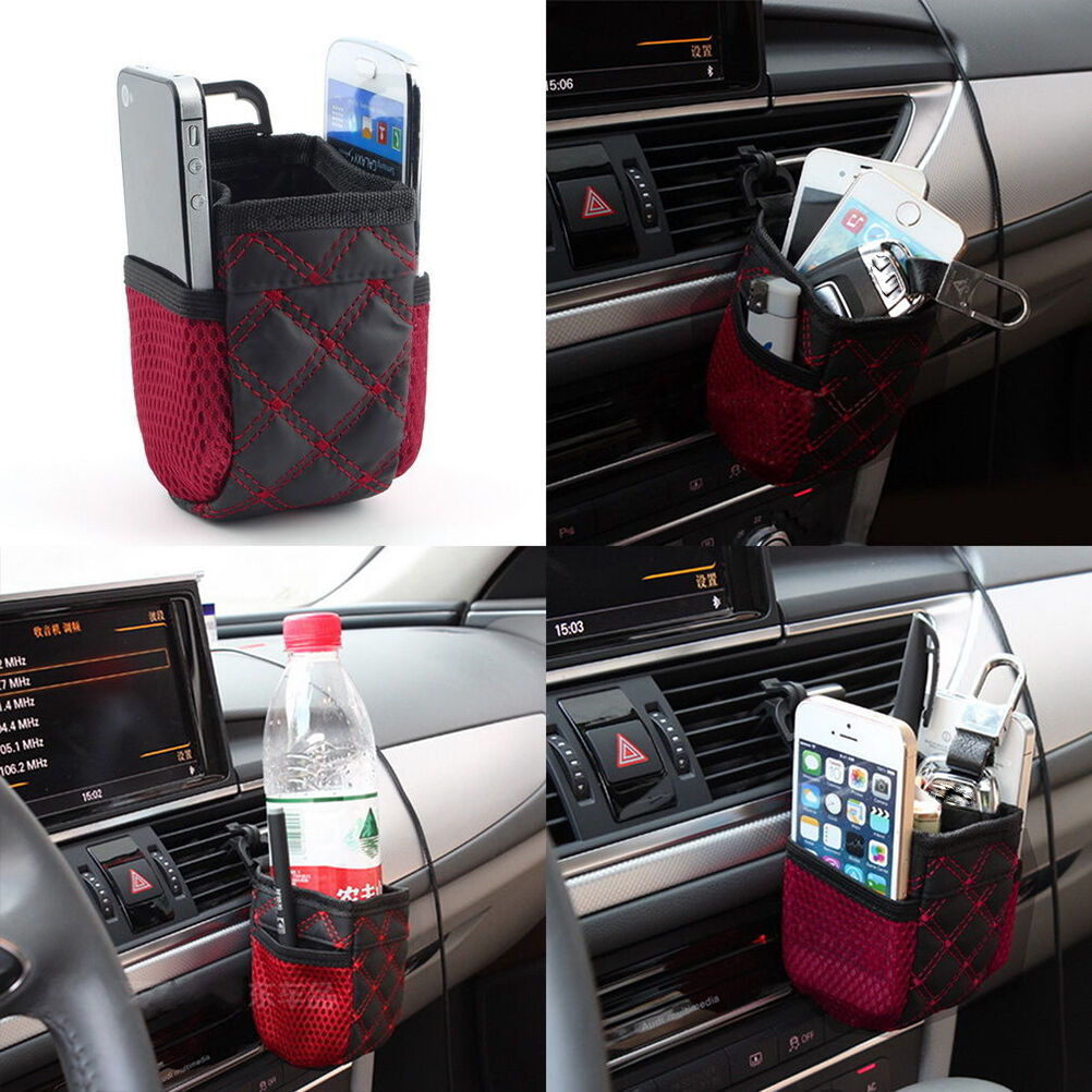 Red Travel Auto Car Air Storage Box Mobile Phone Pocket Bag Organizer Ho.l8