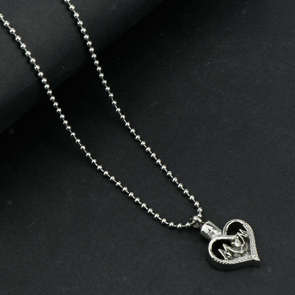 Stainless Steel Cremation Urn Pendant Necklace Ball Bead Chain Mom