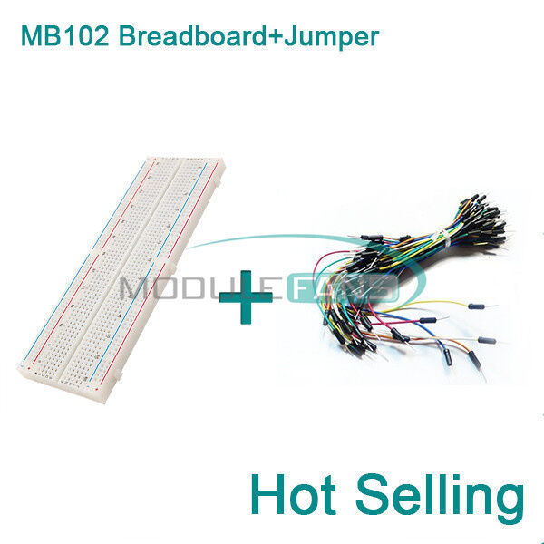 Solderless 830 Tie Points  PCB Breadboard MB102+65Pcs Jumper Cable wires Arduino
