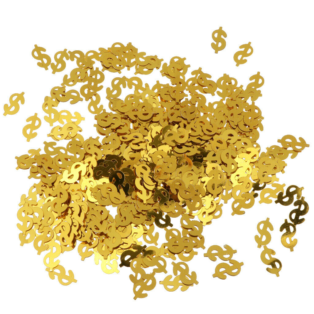 Golden US Dollar Symbol Metalic Foil Sparkling Table Confetti Scatter