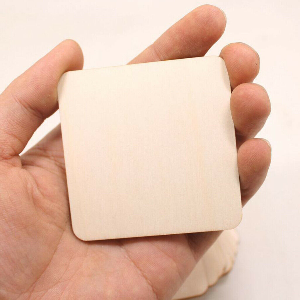 10x Unfinished Square Wood Base Wooden Plaque Cutout Kids DIY Painting Board
