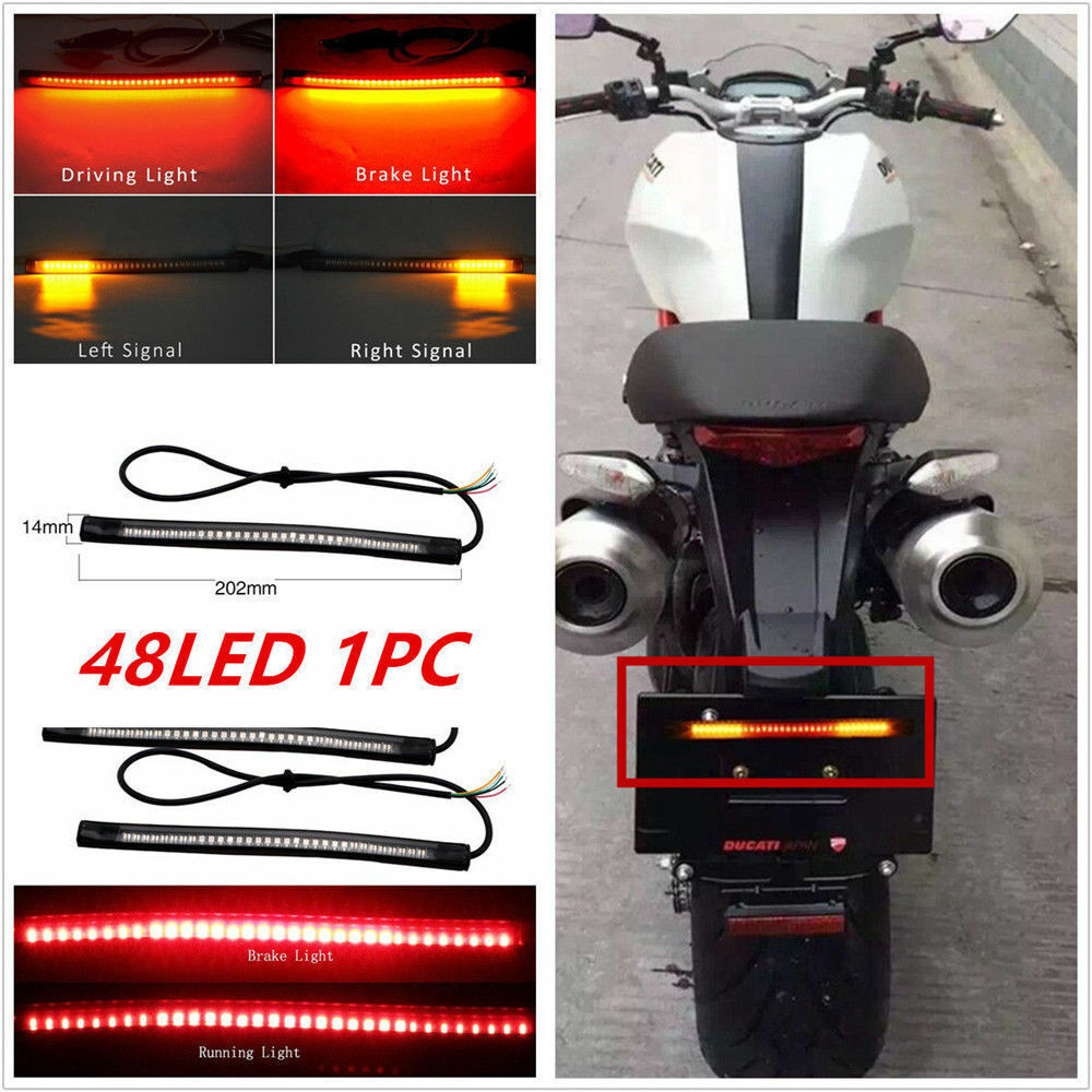 Motorcycle LED Turn Signal Scrambler Brake Tail Light For Bobber Cafe Racer 12V