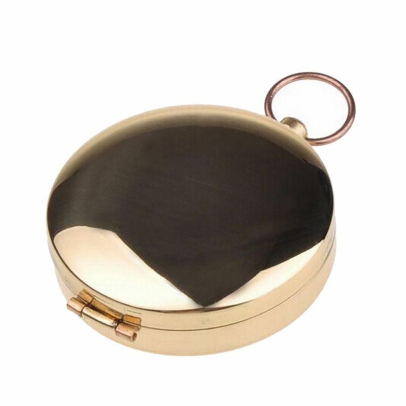Luminous Camping Hiking Pocket Brass Golden Compass Portable Compass