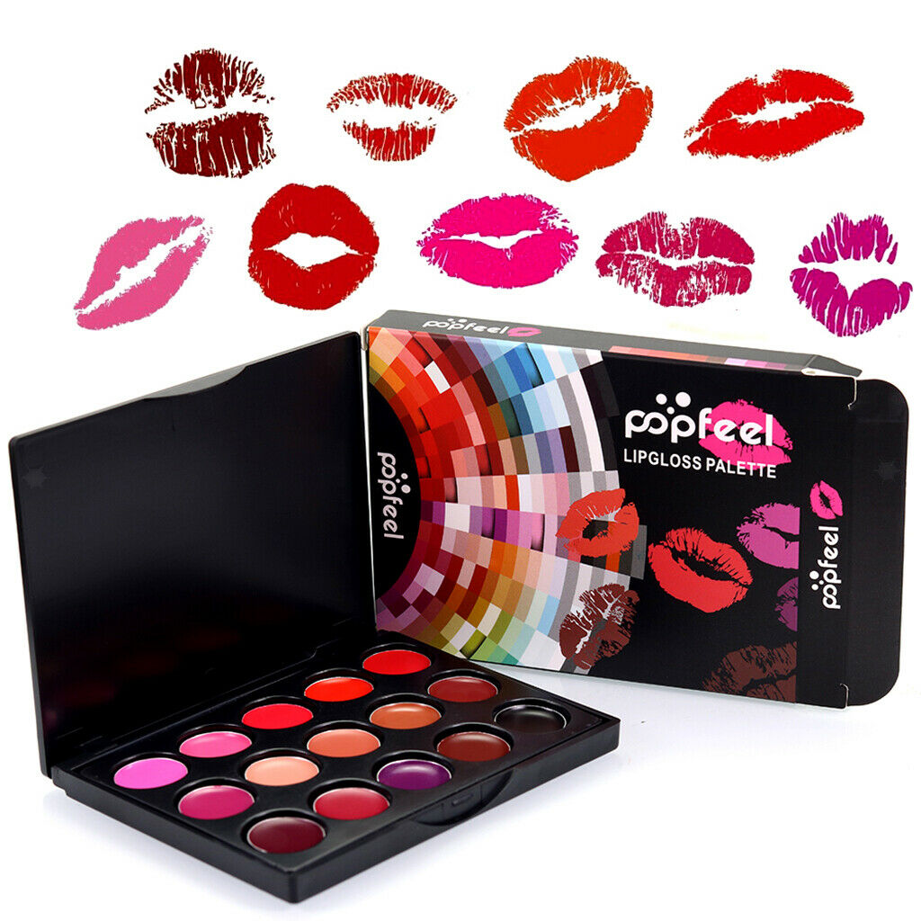 15 Colors Mini Makeup Matte Lip Gloss Lipstick Pigment Palette Comestic Kit