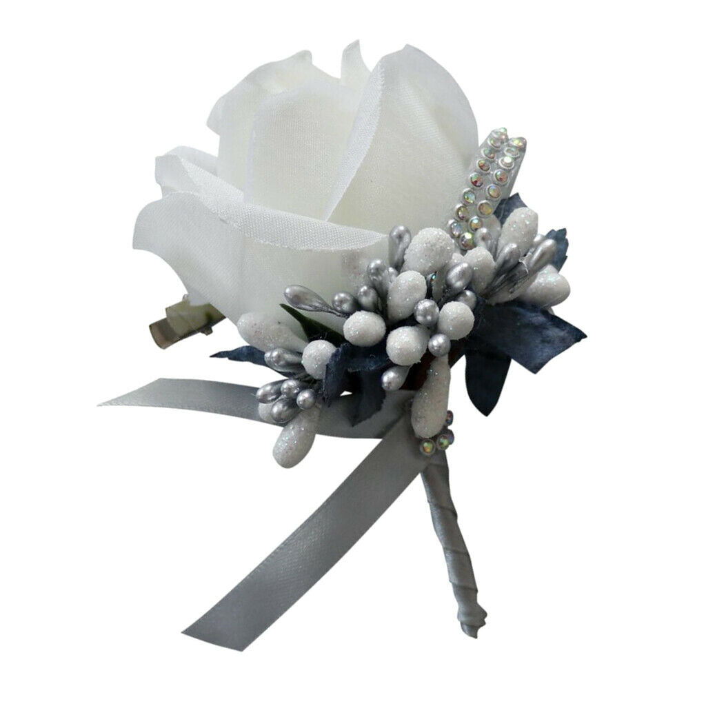 Artificial Rose Flowers Brooch Pin Suit Corsage Wedding Boutonniere Party Decor