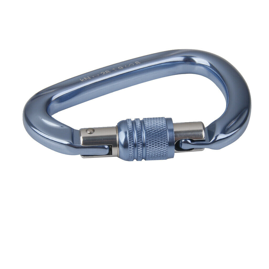 Screw Locking Mountaineering Climbing Aluminum Carabiner 28KN - Light Blue