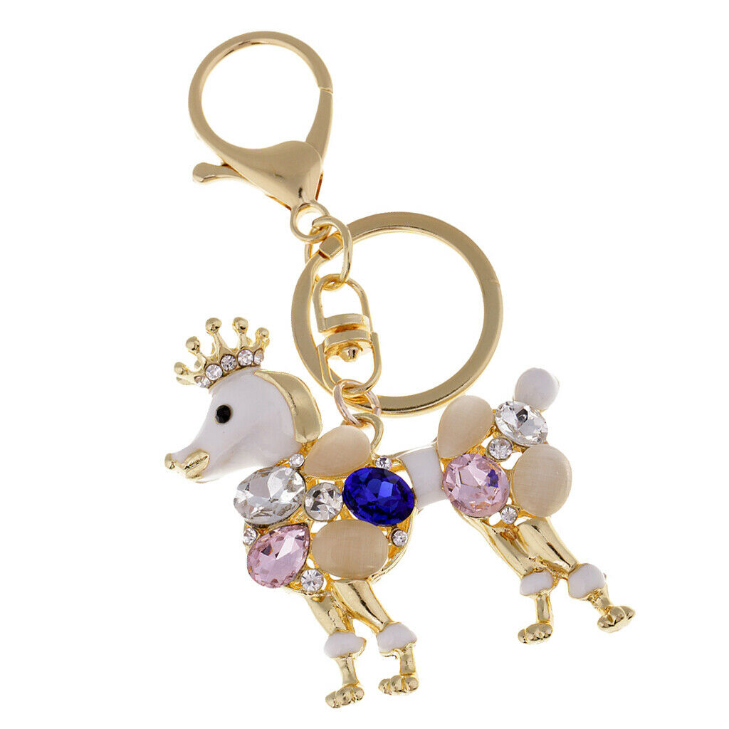 Fashion Acrylic Rhinestone Crown Royal Dog Pendant Handbag Key Chain Decors