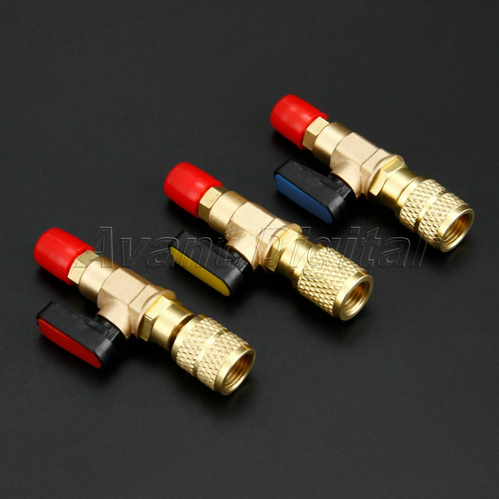 3Pcs HVAC A/C Straight SHUT-OFF Ball Valve Adapter 1/4" 5/16" SAE R22 R12 R410a