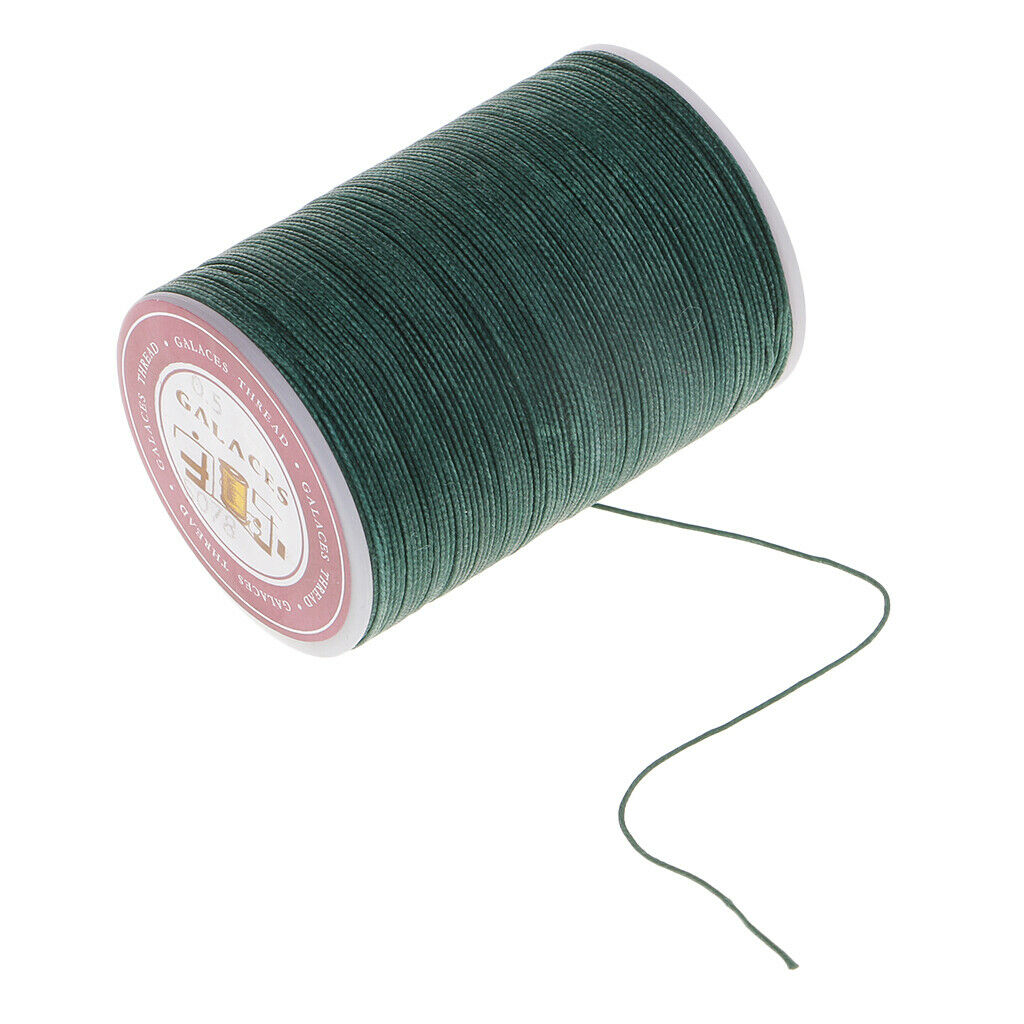 2 pieces 130M 0.5mm round polyester wax thread sewing green + coffee +