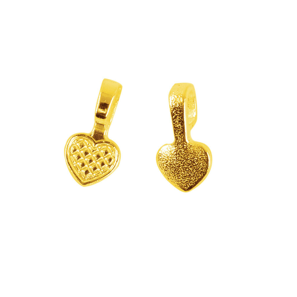 200PCS Alloy Heart Charm Pendant Glue on Bail Connector for DIY Necklace