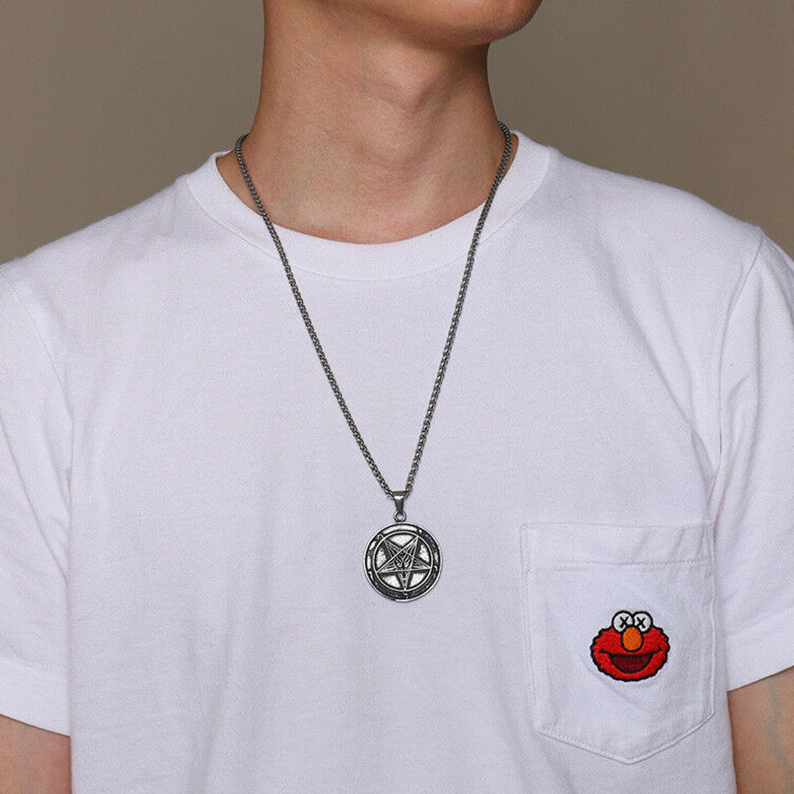 Sigil of Lucifer Coin Pendant Necklace Pagan Occult Satanic Inverted Cross Gift