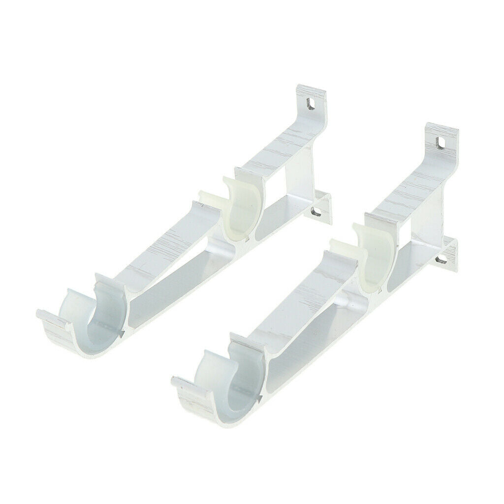 2 Set  Adjustable Sturdy Aluminium Alloy Drapery Curtain Rod Bracket Holder Suit