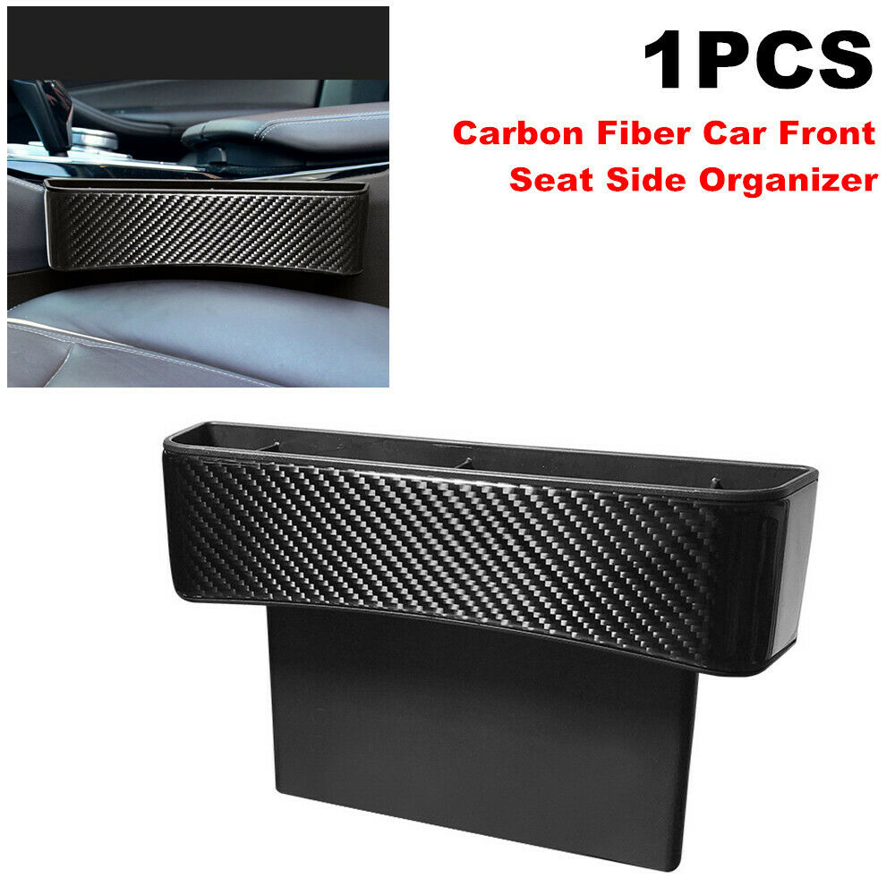 1PCS Carbon Fiber Car Front Seat Side Catch Box Console Storage Organizer Pocket