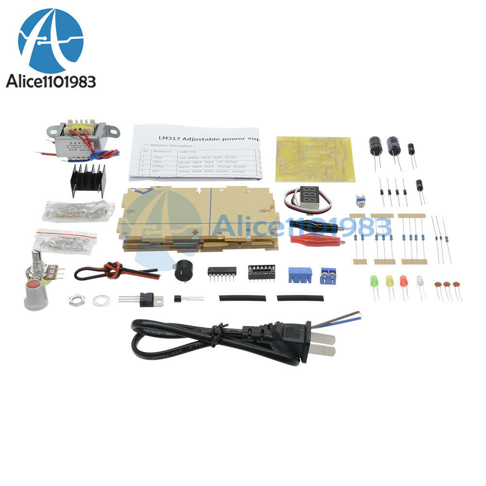 LM317 1.25V-12V Adjustable Regulated Voltage Power Supply DIY Kit US Plug