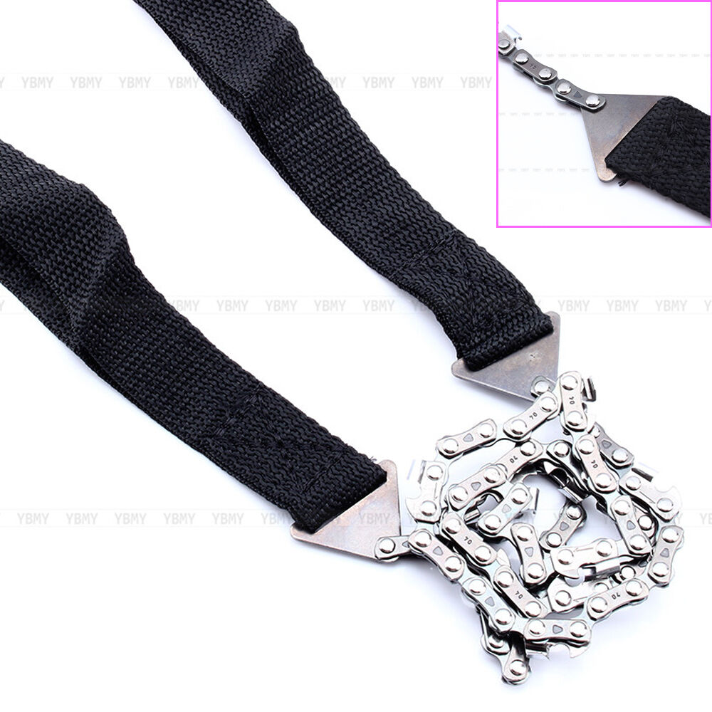 Survival Chain Saw Pocket Gear w/ Pouch Hand ChainSaw Emergency Camping Kit Tool