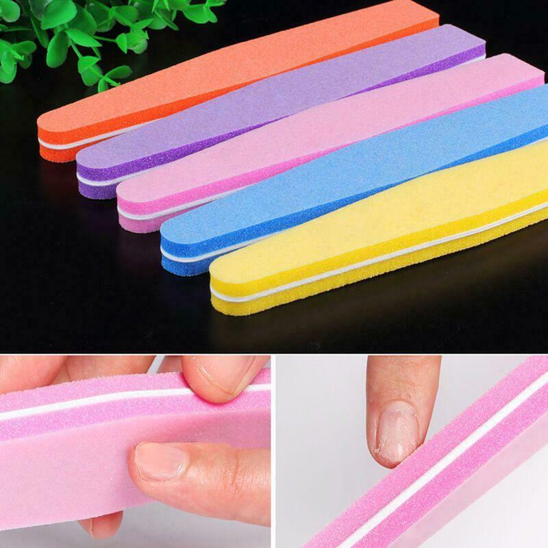 Double Sided Nail File Waterproof 100/180 Grit Nail Art Tips Buffer Soft Sponge