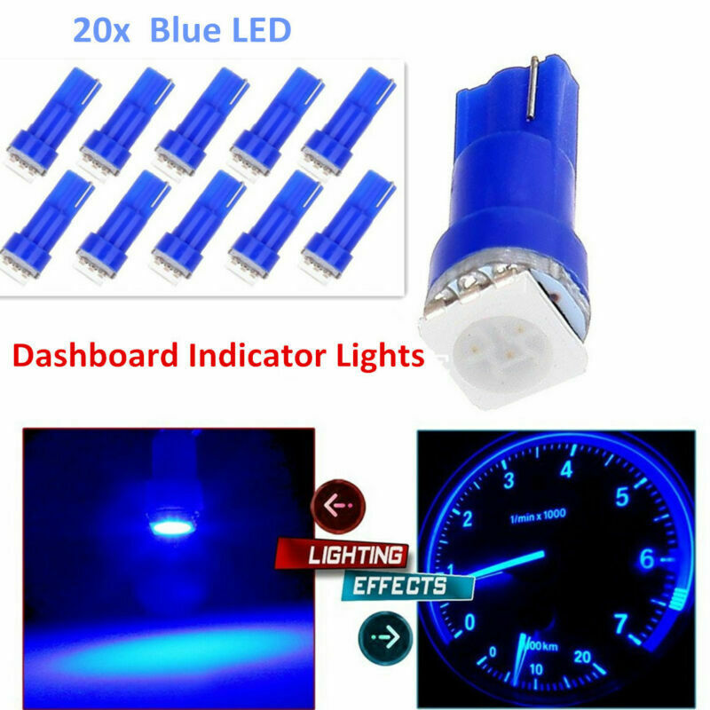 20PCS T5 Car SUV Dashboard Gauge Indicator 1-SMD LED Auto Wedge Light Bulbs Blue