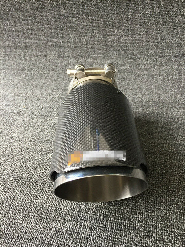 1x Real Carbon Fiber Glossy Car Exhaust Pipe 63mm-89mm Universal Muffler End Tip