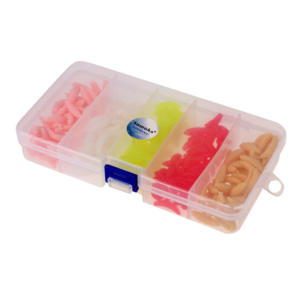 250 Pieces Worm Soft Fishing Lures Maggot Grubs Outdoor Lures