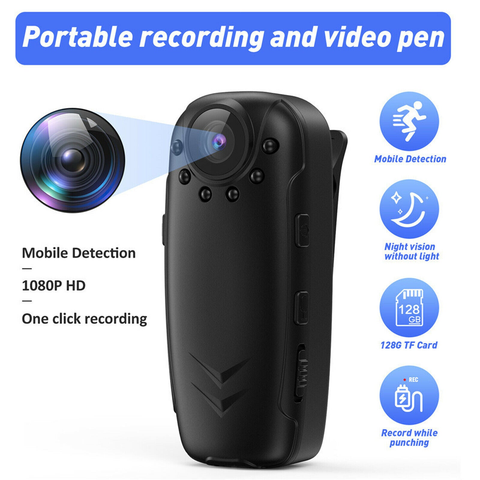 Mini Spy Camera Sports Body Camera Video Recorder HD 1080P Pocket Clip
