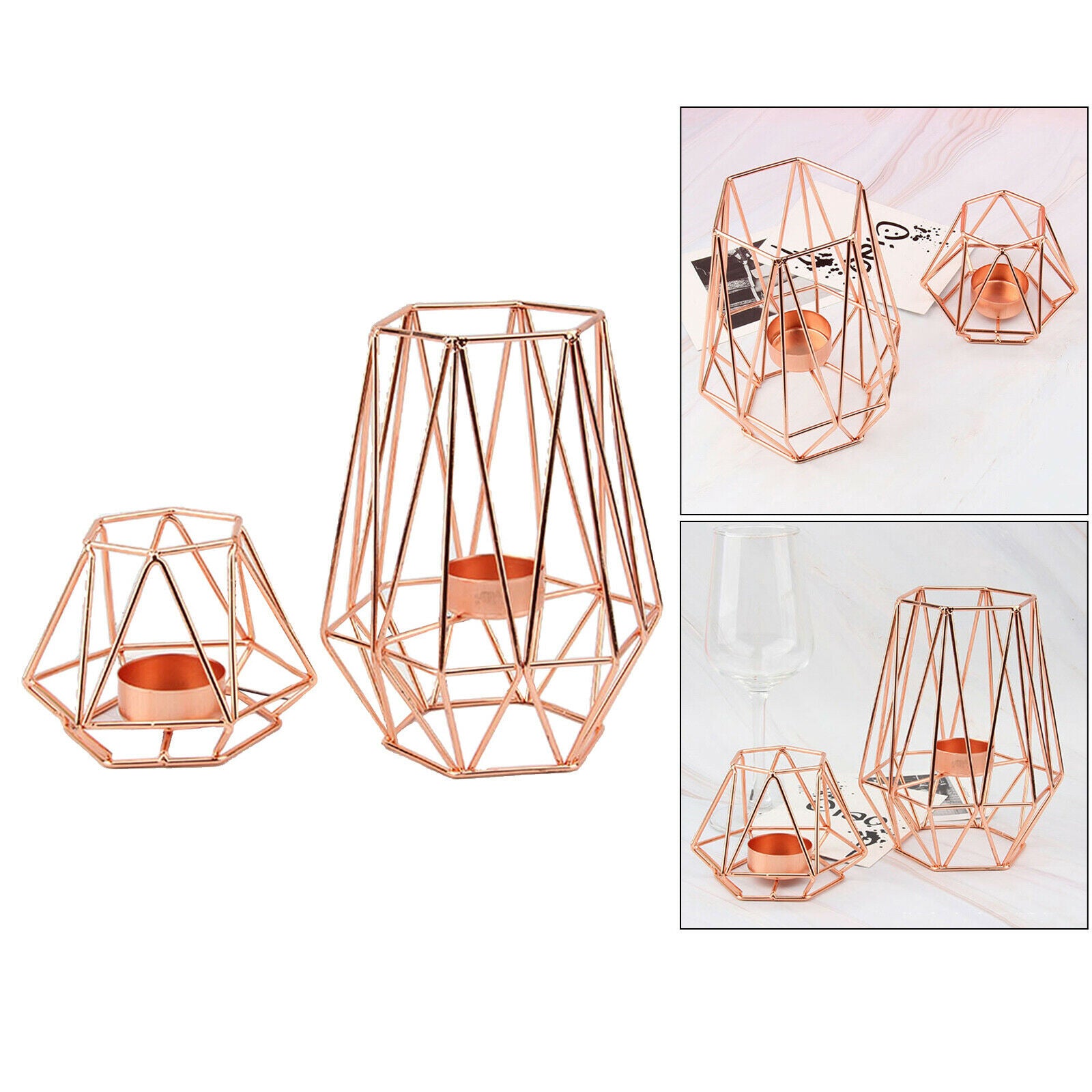 Hexagon Shaped Pillar Votive Candle Holders Candlestick for Home Decor