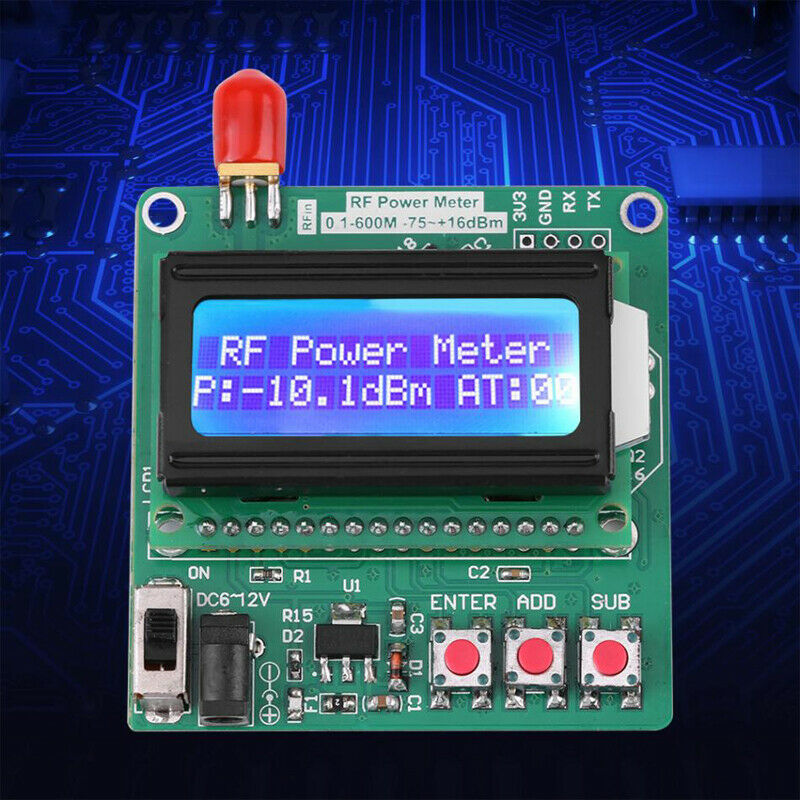 6ï½ž12 VDC Digital RF Power Meter -75 ï½ž +16dBm Ultra-small LCD Auto Backlight os12