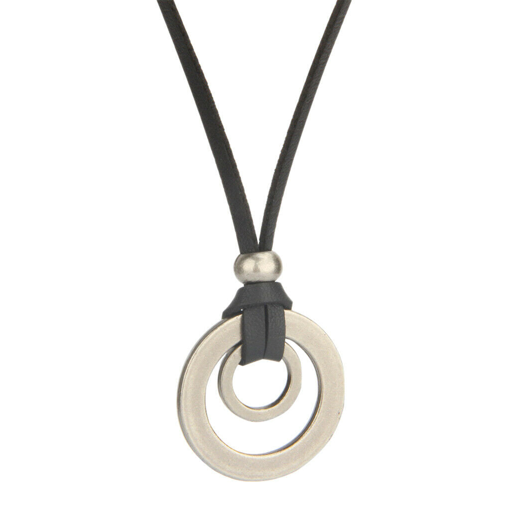 Retro Necklace with Alloy Ring Pendant Charm Novelty Jewelry Accessory Stainless