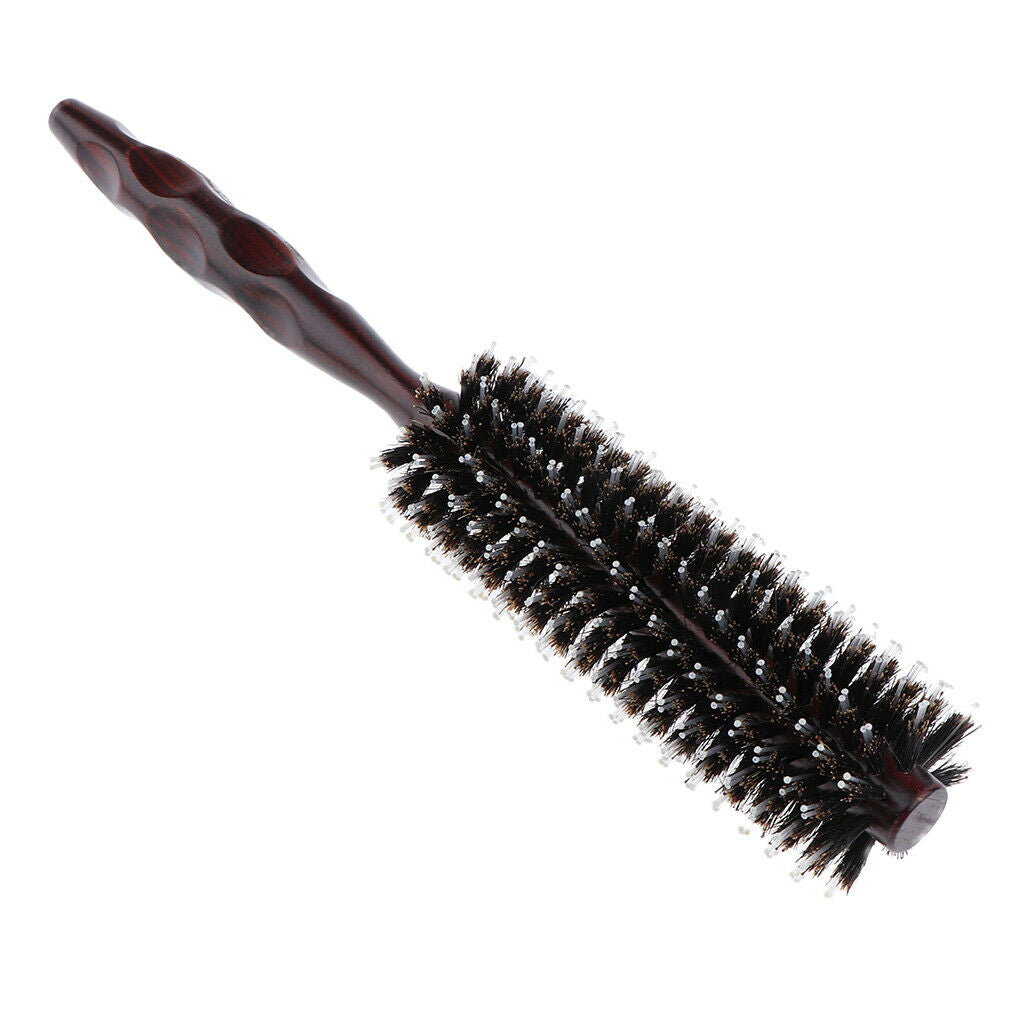 Round Anti-Static Wooden Barrel Hairbrush for Blow Drying Styling Curling S