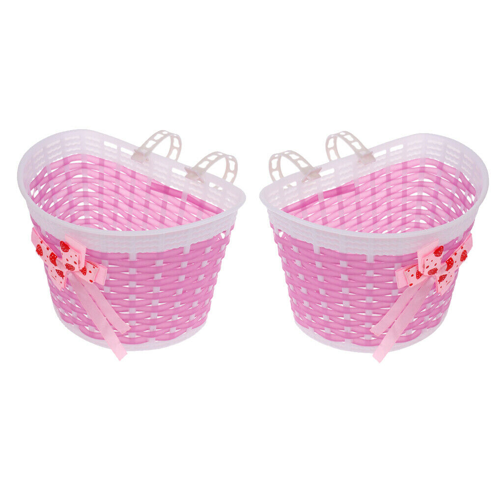 Lots 2 Girls Bike Front Basket Child Kids Shopping Holder Bowknot Baskets