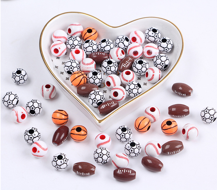 100pcs Mixing football/oval/spherical acrylic beads beaded Jewelry Accessories