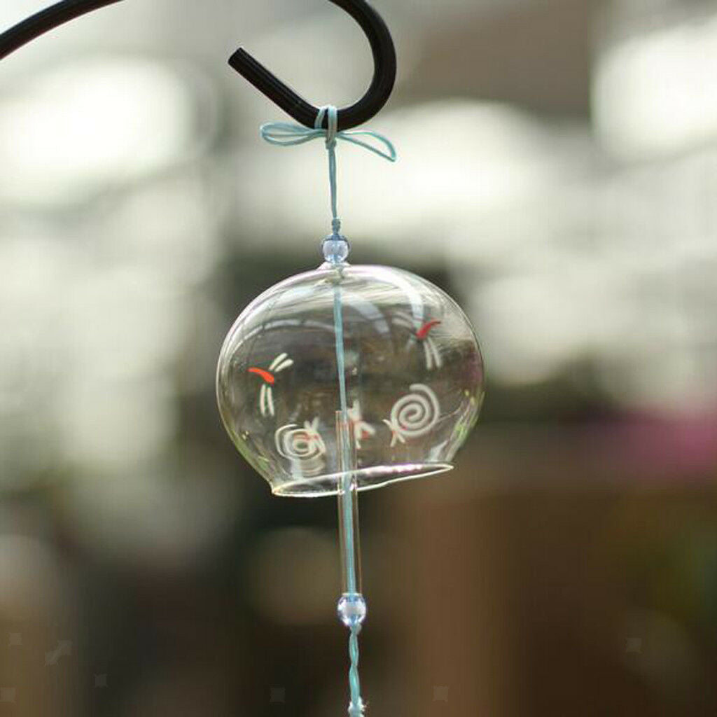 Japanese Style Printed Glass Wind Chime Garden Home Decor Wind Bells 7x6cm1#