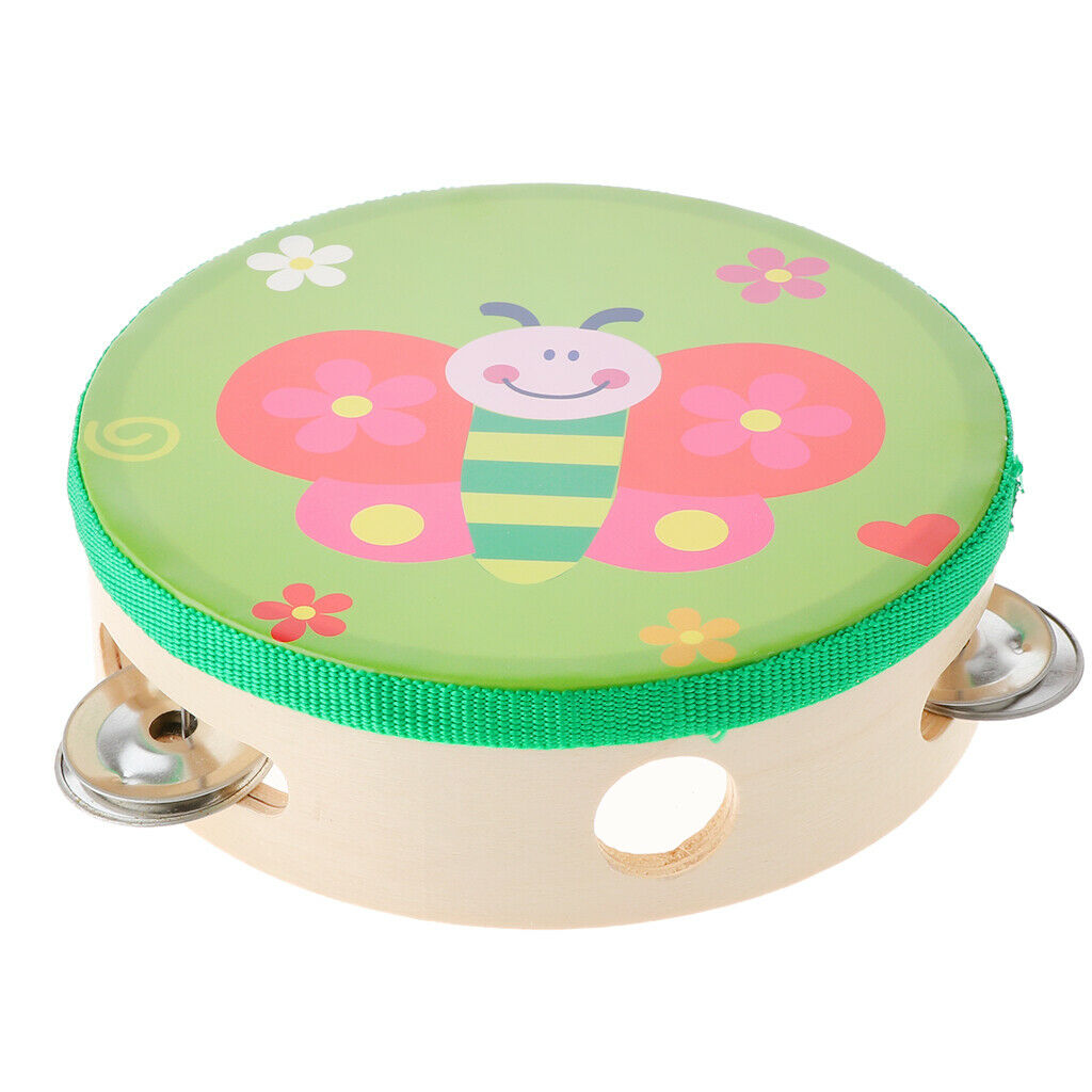 Wooden Hand-held Tambourine Drum Bells Musical