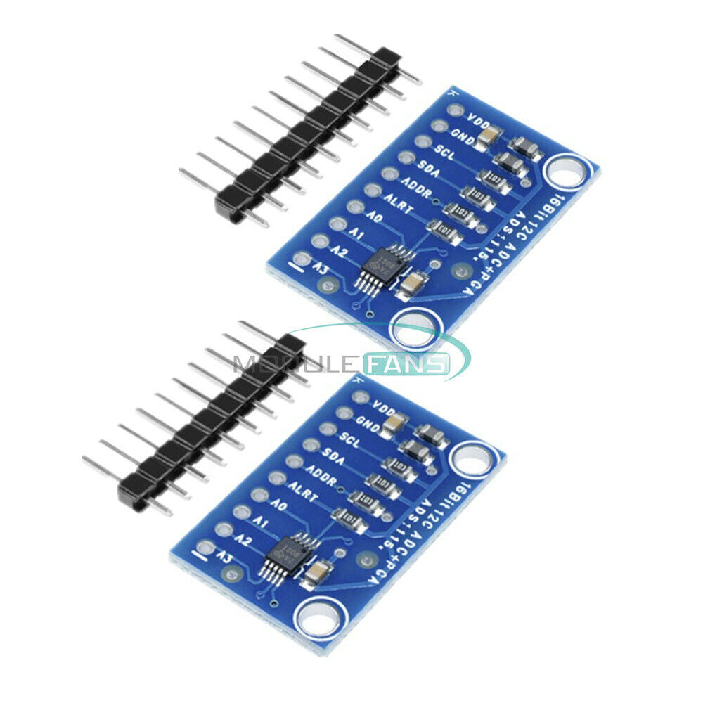 2PCS ADS1115 16 Bit I2C 4 Channel+ Amplifier Module ADC Pro Gain RPi For Arduino
