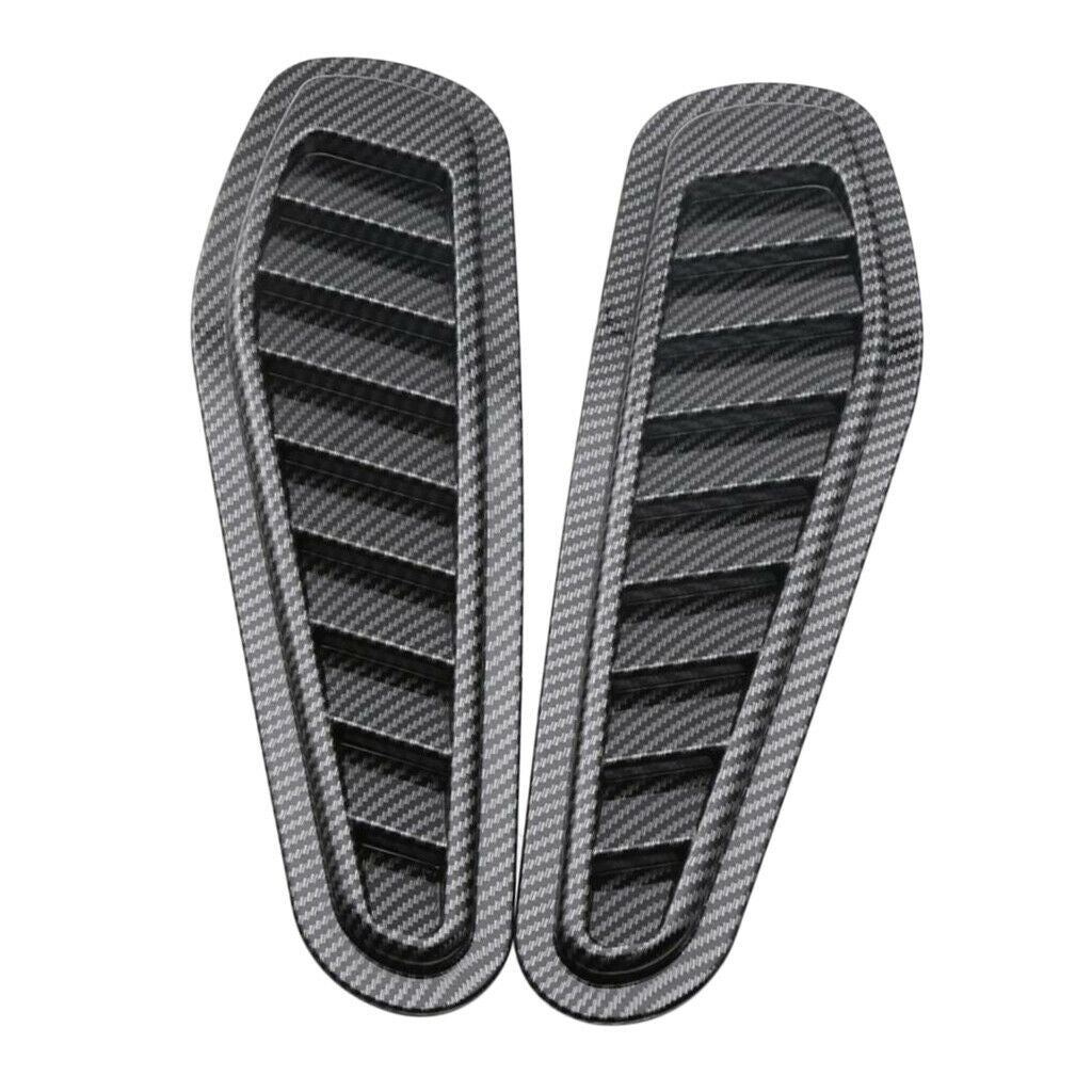 2XCarbon Fiber Car Air Flow Intake Hood Scoop Vent Louver Bonnet Cover Decor