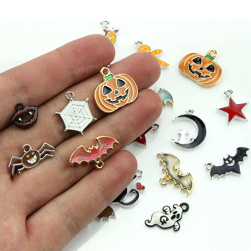 25Pcs/set Enamel Mixed Halloween Series Charms Pendant DIYJewelry Making CrafDF