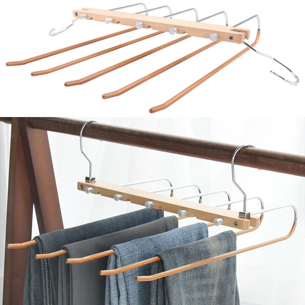 5 in 1 Pants Rack Space Saving Multi-Layer 2 Uses Wardrobe Organizer Racks