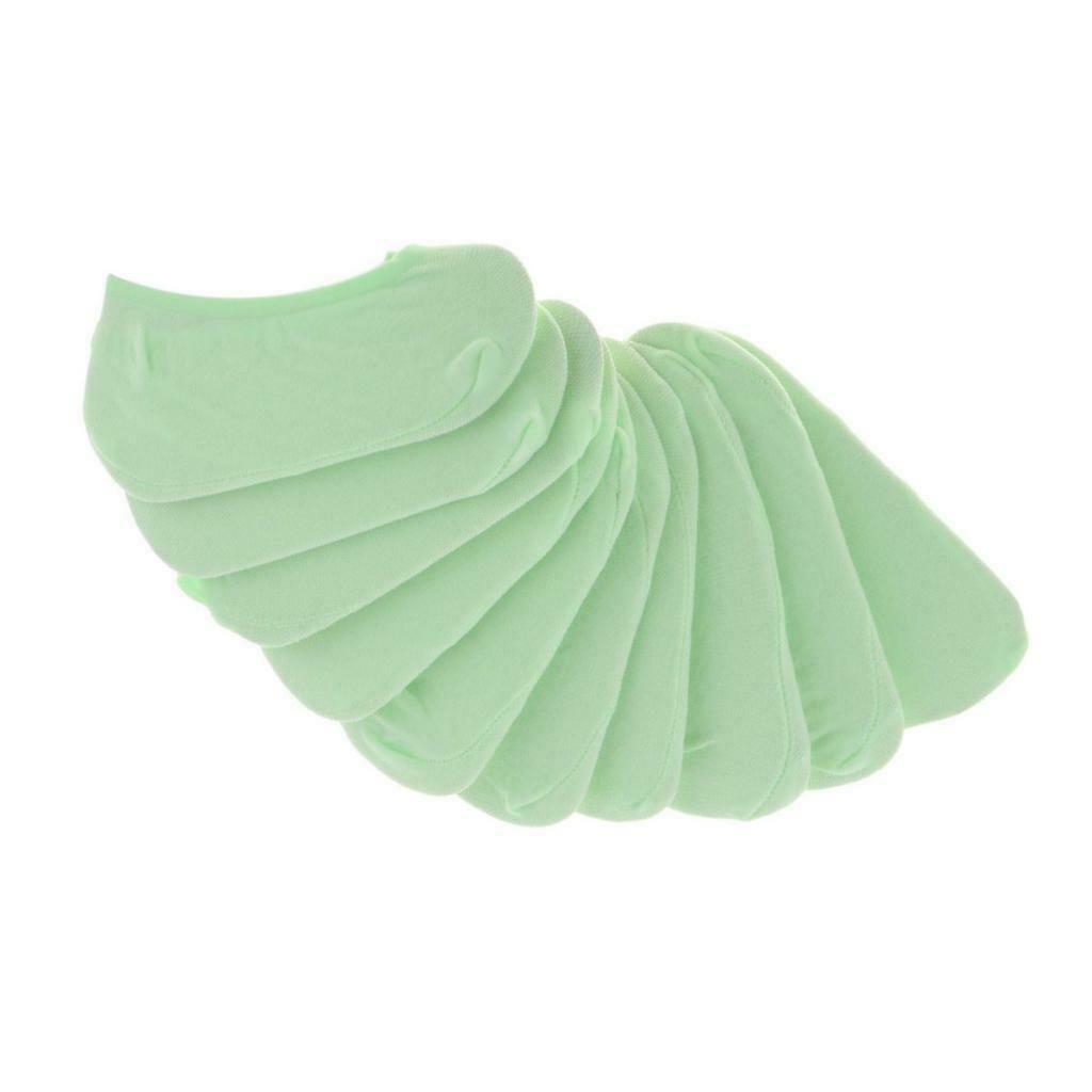 10 Pairs Women No Show Socks Non Slip Low Cut Cotton Boat Socks  Green