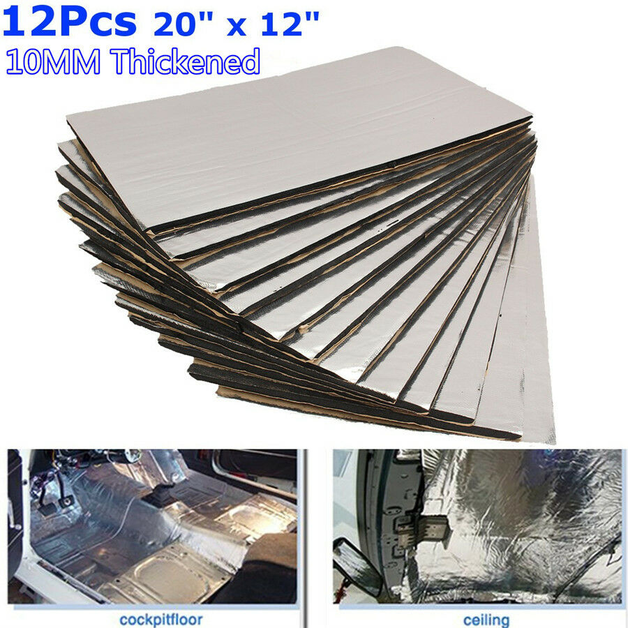 12Pcs 10mm Car Hood Floor Sound Heat Noise Insulation Closed Cell Foam 50cm*30cm