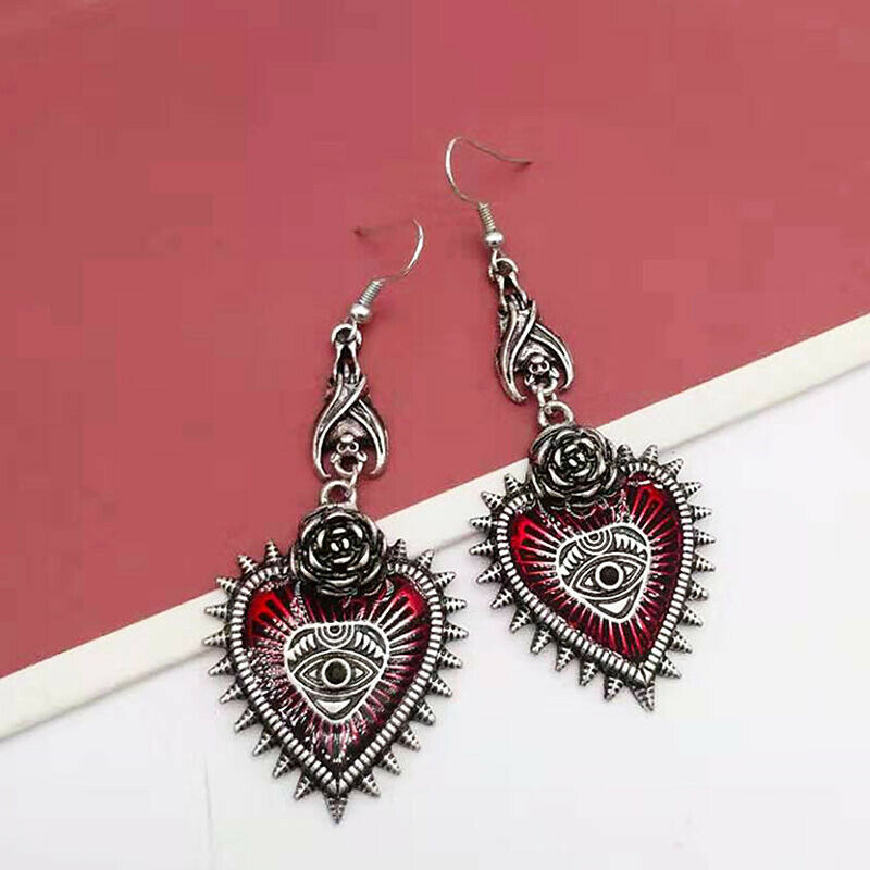 Drop Earring Jewelry Blood Rose Heart Oil Bat Gothic Retro Hangi.l8