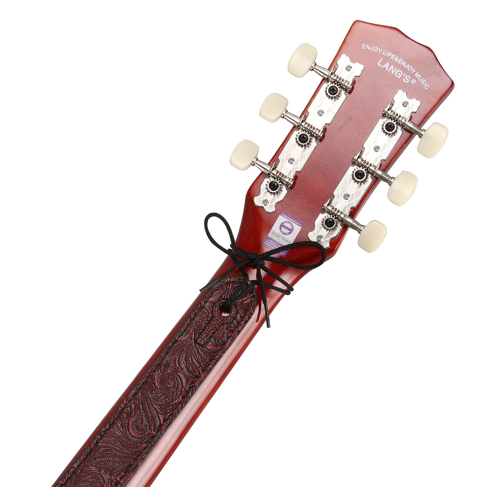 Pu Leather Guitar Strap Embossed for Acoustic Electric Bass Guitar Adjustable