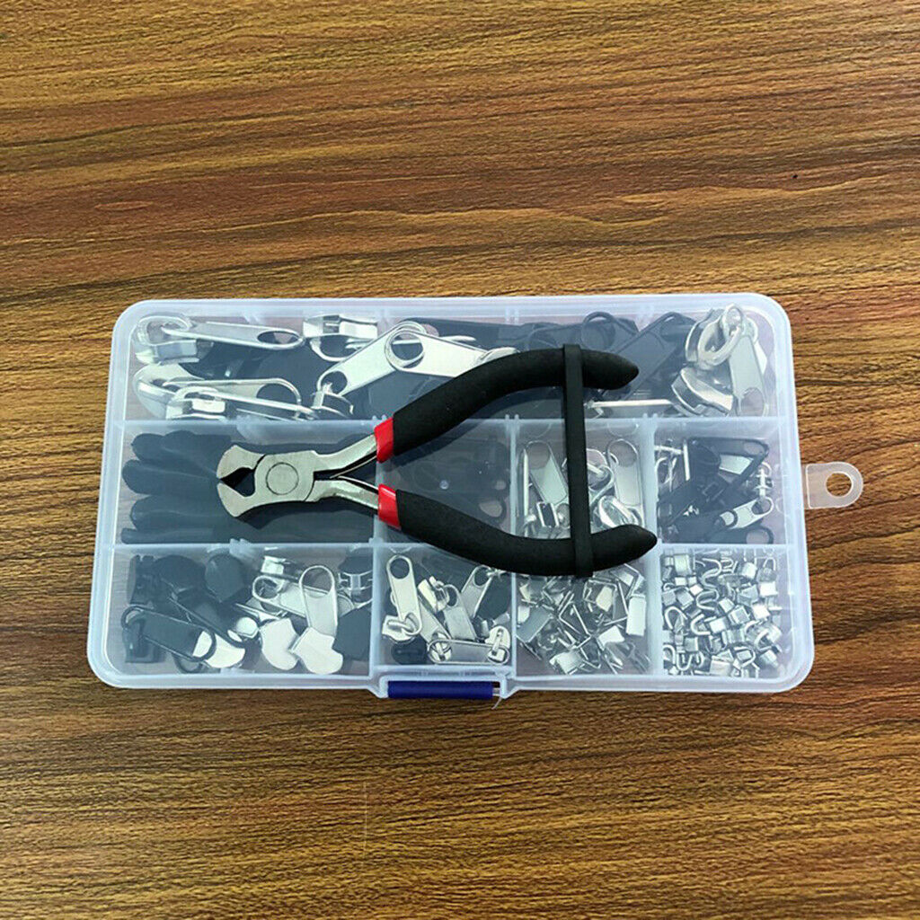 183Pcs/Set Zipper Repair Kit Zipper Replacement Puller Rescue Kit + Plier Tool