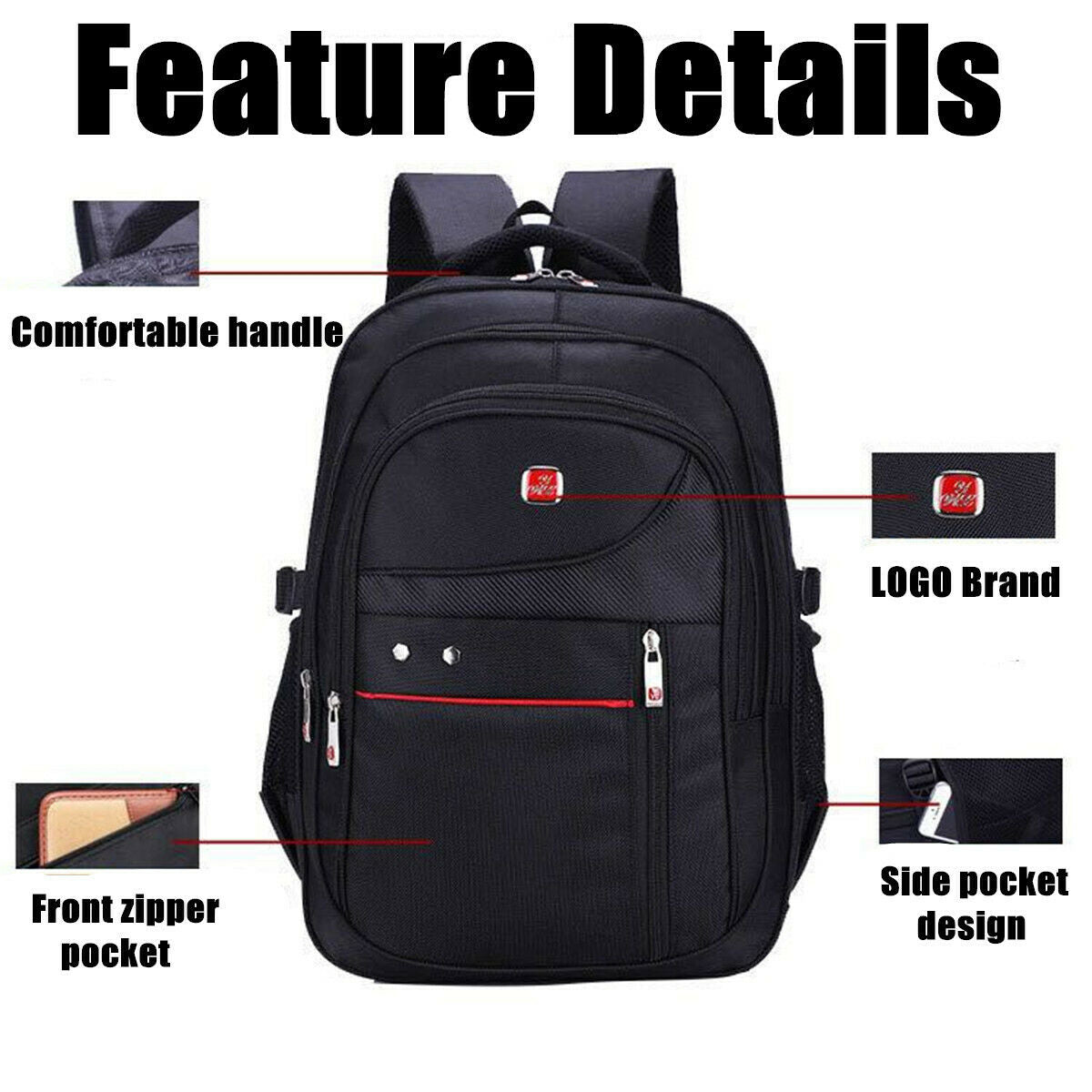 Men Nylon Backpack Waterproof Laptop School Bag Satchel Travel Handbag  K