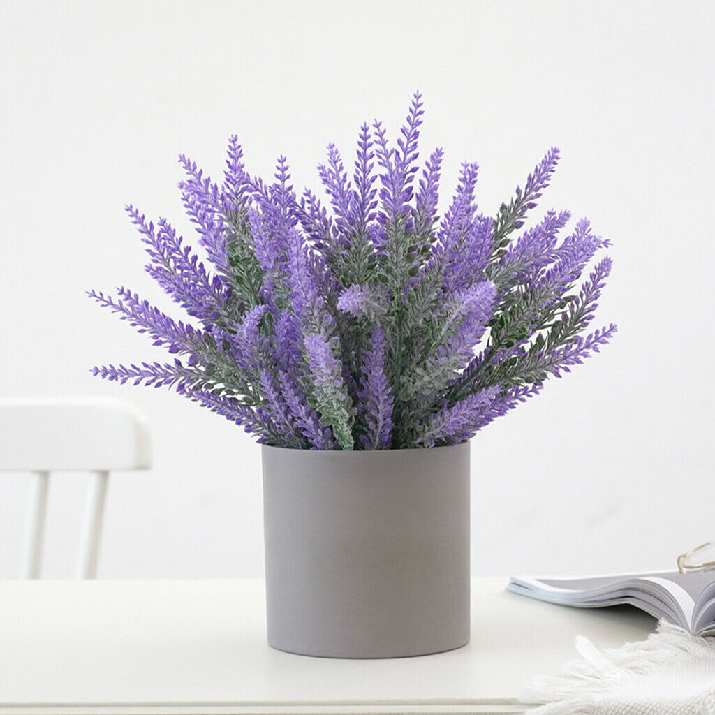 Lifelike Artificial Lavender Flower Faux Potted Plants Farmhouse Party Decor