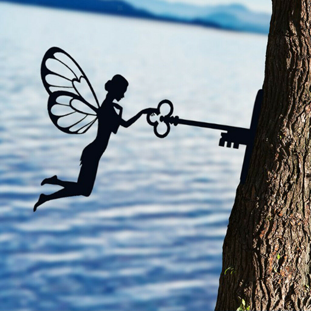 Outdoor Garden Decor Metal Fairy Silhouette Statue for Home Decor Tree Wall