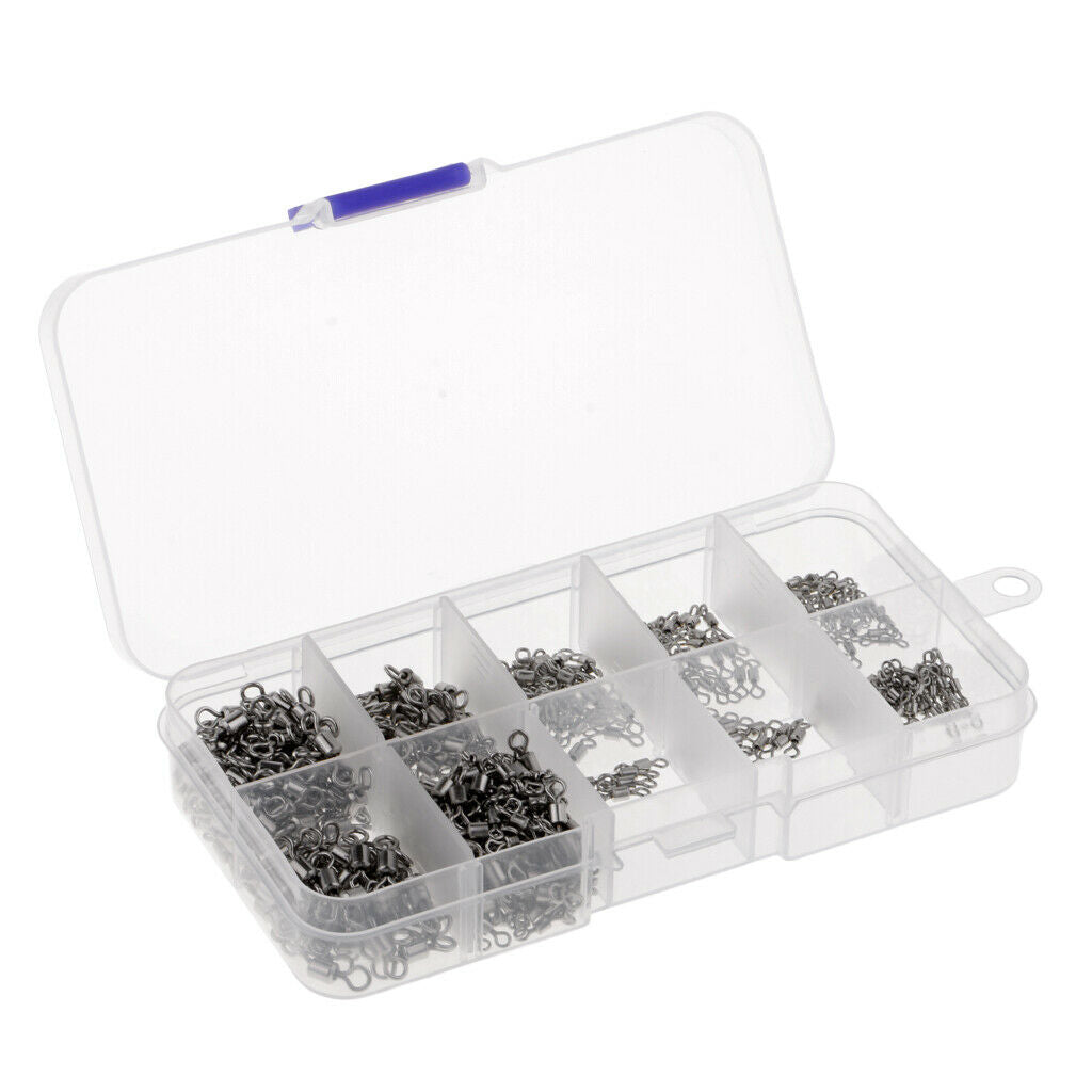 500 Pcs Fishing Swivels Rolling Swivels Connector Ball Bearing Solid Rings