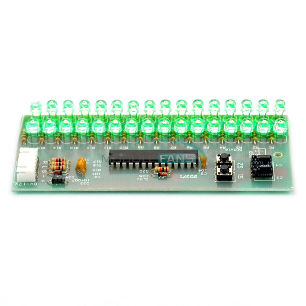 Adjustable Display Pattern  VU Meter Level Indicator 16 LED Dual Channel Green