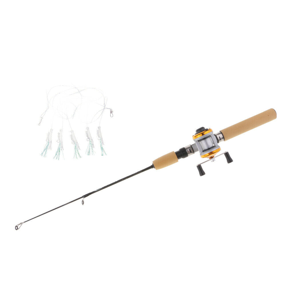 2x Ice Fishing Rod Lightweight Micro   Rod w/ Reel Accessories Kit L