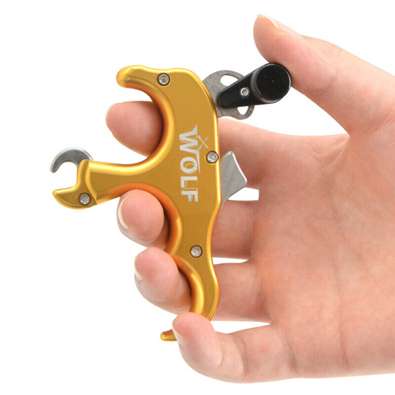 Archery Thumb Trigger 3 Finger Grip Release Aids Caliper Compound Bow Automatic