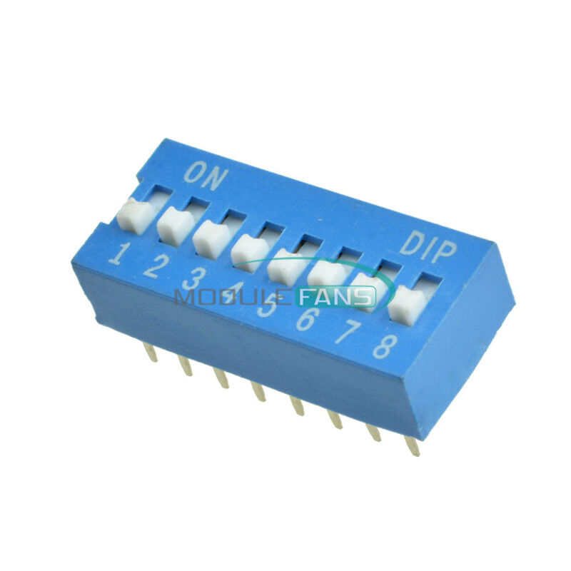 10pcs Blue 2.54mm Pitch 8 PositionWay 8-Bit Slide Type DIP Switch New