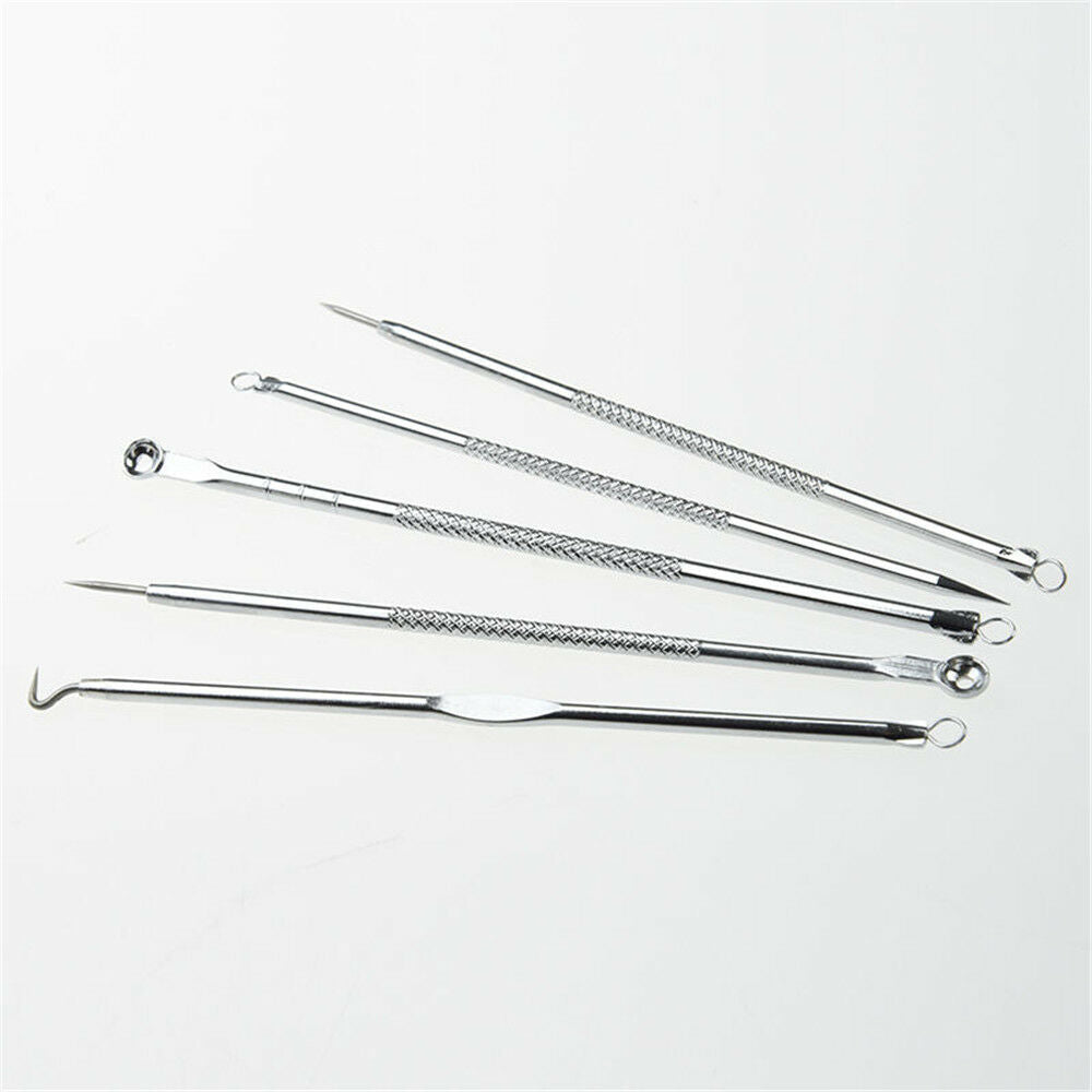 5pcs Blackhead Pimple Blemish Comedone Acne Extractor Remover Tool Kit Set PRO